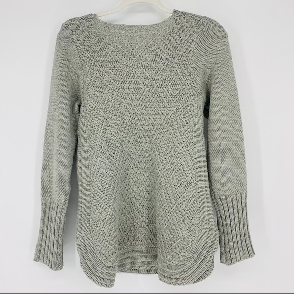 NEW Papillon Crochet Rounded Hem Cozy Knit Sweater Grey M - Picture 4 of 7